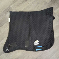 "Pro Core Trainer" Swallowtail Quilt Saddle Pad, 2x Stretchy elastic straps *gc, clean, rubs, pills, frays, hair, fuzzy
