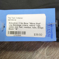 2 No Bow "Micro Pad" Leg Bandage Liners, velcro *vgc, clean, mnr hair, residue, rubs, snags
