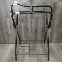 Folding Metal Saddle Stand, wire bottom rack, tag *gc, rust, scuffs, scratches, mnr dirt
