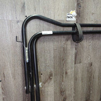 Folding Metal Saddle Stand, wire bottom rack, tag *gc, rust, scuffs, scratches, mnr dirt
