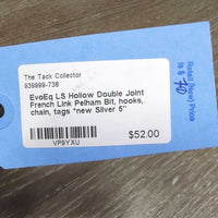 LS Hollow Double Joint French Link Pelham Bit, hooks, chain, tags *new
