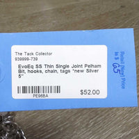SS Thin Single Joint Pelham Bit, hooks, chain, tags *new
