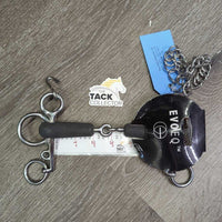 SS Rubber Single Joint Pelham Bit, hooks, chain, tags *new
