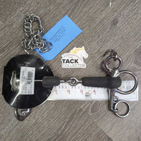SS Rubber Single Joint Pelham Bit, hooks, chain, tags *new
