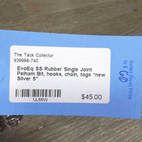 SS Rubber Single Joint Pelham Bit, hooks, chain, tags *new
