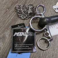 SS Rubber Single Joint Pelham Bit, hooks, chain, tags *new
