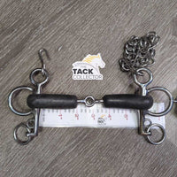 SS Rubber Single Joint Pelham Bit, hooks, chain, tags *new
