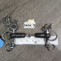 SS Rubber Single Joint Pelham Bit, hooks, chain, tags *new
