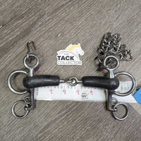 SS Rubber Single Joint Pelham Bit, hooks, chain, tags *new

