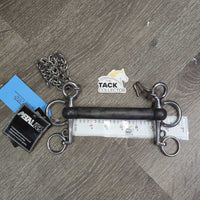 SS Rubber Mullen Mouth Pelham Bit, hooks, chain, tags *new
