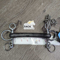 SS Rubber Mullen Mouth Pelham Bit, hooks, chain, tags *new

