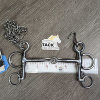 SS Thin Single Joint Pelham Bit, hooks, chain, tags *new
