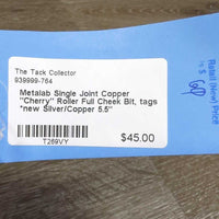 Single Joint Copper "Cherry" Roller Full Cheek Bit, tags *new
