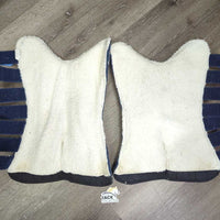 Tall Front & Hind Shipping Boots, Fleece Lined *gc, clean, older, mnr edge tears, rubs, thin spots, clumpy, faded, stains, threads
