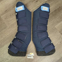 Tall Front & Hind Shipping Boots, Fleece Lined *gc, clean, older, mnr edge tears, rubs, thin spots, clumpy, faded, stains, threads
