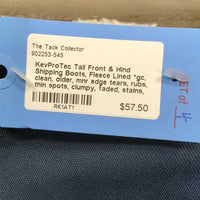 Tall Front & Hind Shipping Boots, Fleece Lined *gc, clean, older, mnr edge tears, rubs, thin spots, clumpy, faded, stains, threads
