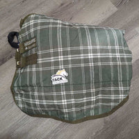 Light ?100g Winter Blanket, tail *gc/fair, clean, faded, repairs, stains, discolored, snags, holes, NO wpf, older, rusty & bent front buckles
