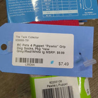 4 Puppet "Pawks" Grip Dog Socks, Pkg *new
