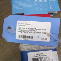 4 Puppet "Pawks" Grip Dog Socks, Pkg *new

