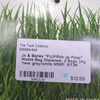 Jx & Bones "P.U.P:Pick up Poop" Waste Bag Dispenser, 2 Bags, pkg *new
