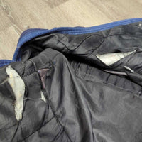 Med?Hvy Winter Blanket, 1 leg *gc/fair, clean, faded, older, 0 wpf, rusty, large rips, holes, dirt/residue, torn seam
