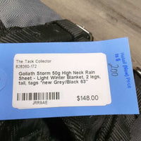 50g High Neck Rain Sheet - Light Winter Blanket, 2 legs, tail, tags *new
