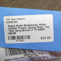 Nylon Breakaway Halter, Leather Crown, Spring Snap, Tag *new

