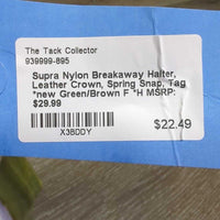 Nylon Breakaway Halter, Leather Crown, Spring Snap, Tag *new
