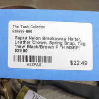 Nylon Breakaway Halter, Leather Crown, Spring Snap, Tag *new
