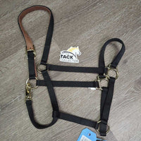 Thick Narrow Nylon Lather Lined Crown Halter, adj, snap, tag *new
