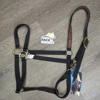 Thick Narrow Nylon Lather Lined Crown Halter, adj, snap, tag *new
