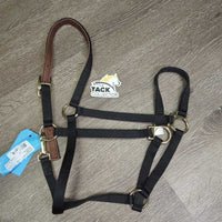 Thick Narrow Nylon Lather Lined Crown Halter, adj, snap, tag *new
