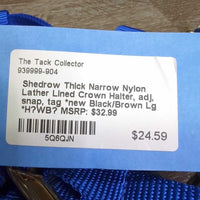 Thick Narrow Nylon Lather Lined Crown Halter, adj, snap, tag *new
