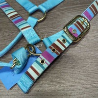 Nylon & Ribbon Halter, adj, snap, tag *new
