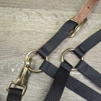 Thick Narrow Nylon Leather Lined Crown Halter, adj, snap, tag *new
