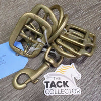 8 Piece Brass Halter Hardware *vgc/gc, clean, stains, dings, loose snap swivel
