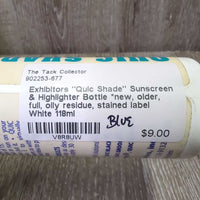 "Quic Shade" Sunscreen & Highlighter Bottle *new, older, full, oily residue, stained label
