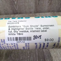 "Quic Shade" Sunscreen & Highlighter Bottle *new, older, full, oily residue, stained label
