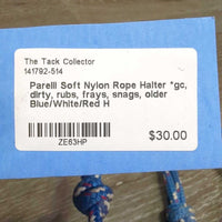 Soft Nylon Rope Halter *gc, dirty, rubs, frays, snags, older
