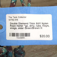 Thick Stiff Nylon Rope Halter *gc, dirty, rubs, frays, snags, older
