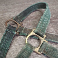 Vintage Thick Nylon Halter, Slide Buckle *fair, faded, rusty, rubs, stains, older, dirty, rough/frayed edges
