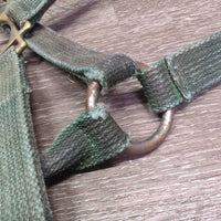Vintage Thick Nylon Halter, Slide Buckle *fair, faded, rusty, rubs, stains, older, dirty, rough/frayed edges
