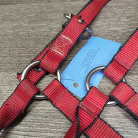 Thick Nylon Halter, XLg Buckle, leather keeper *gc, dirt, stains, shortened crown
