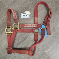 Thick Nylon Halter, Braided Rope Accents *gc/fair, dirty, stains, rubs, frays,snags, faded, hole rubs & frays
