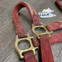 Thick Nylon Halter, Braided Rope Accents *gc/fair, dirty, stains, rubs, frays,snags, faded, hole rubs & frays
