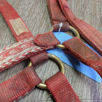 Thick Nylon Halter, Braided Rope Accents *gc/fair, dirty, stains, rubs, frays,snags, faded, hole rubs & frays
