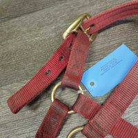 Thick Nylon Halter, Braided Rope Accents *gc/fair, dirty, stains, rubs, frays,snags, faded, hole rubs & frays
