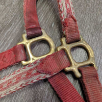 Thick Nylon Halter, Braided Rope Accents *gc/fair, dirty, stains, rubs, frays,snags, faded, hole rubs & frays
