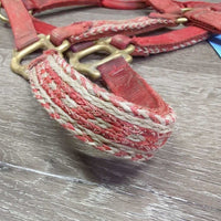 Thick Nylon Halter, Braided Rope Accents *gc/fair, dirty, stains, rubs, frays,snags, faded, hole rubs & frays
