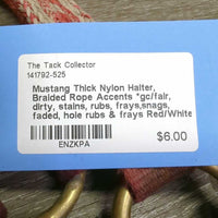 Thick Nylon Halter, Braided Rope Accents *gc/fair, dirty, stains, rubs, frays,snags, faded, hole rubs & frays
